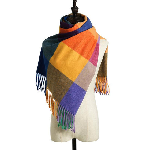 Plaid shawl elegant socialite style